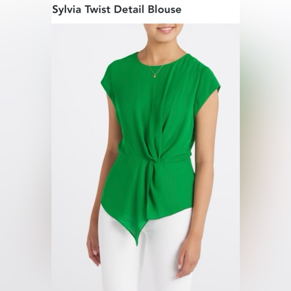 ⭐️Monday Fun Sylvia Twist Detail Emerald Blouse (Stitch Fix) NWOT Size M⭐️